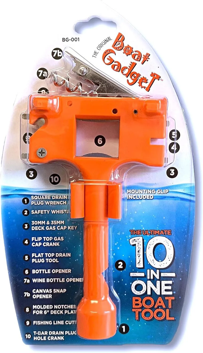 – This 10-in-1 Boat Tool Includes Beer and Wine Bottle Opener, Safety Whistle, Fishing Line Cutter, Marine Gas Cap Key & Other Essential Tools – Great idea for Boat Owners