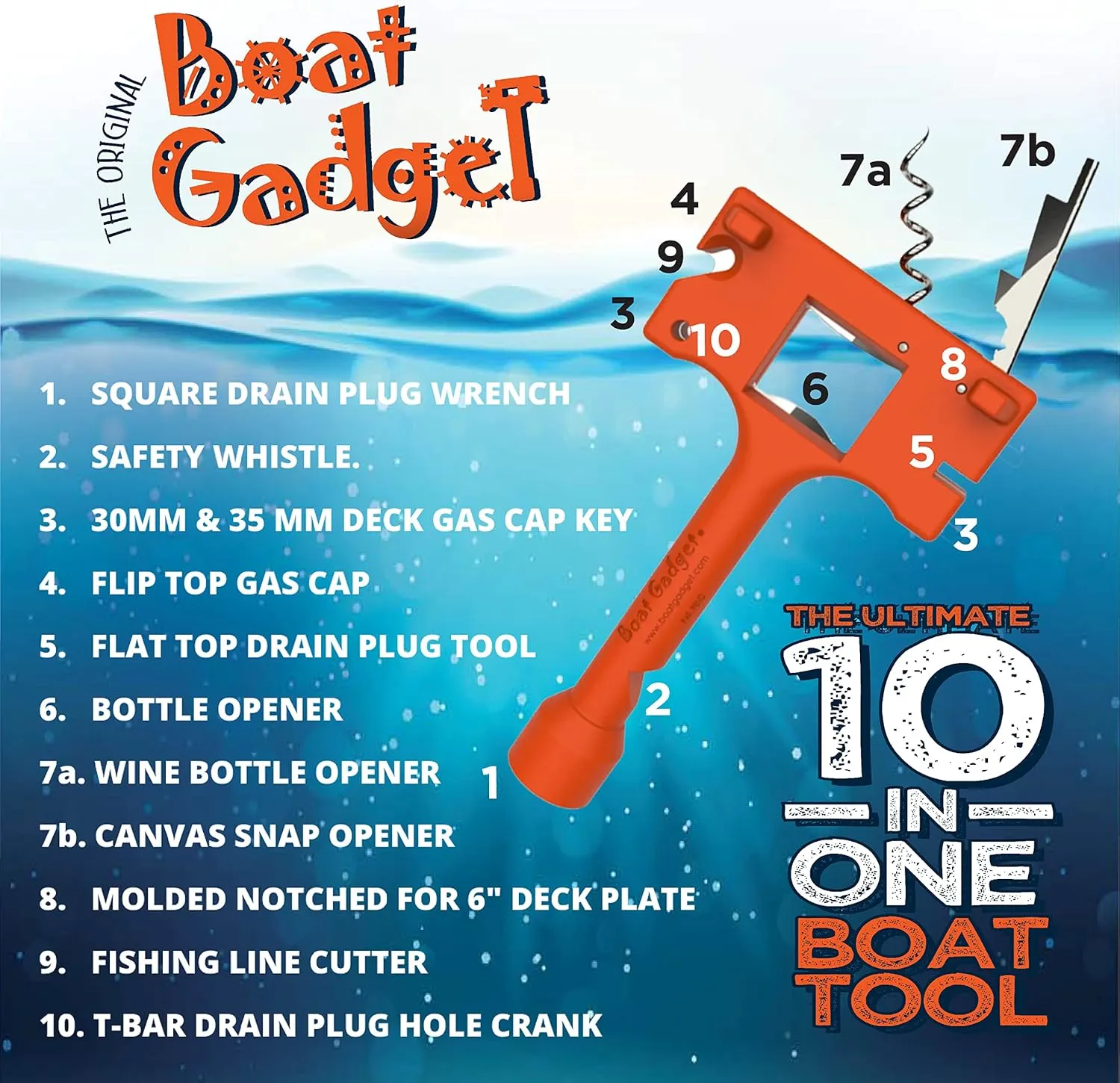 – This 10-in-1 Boat Tool Includes Beer and Wine Bottle Opener, Safety Whistle, Fishing Line Cutter, Marine Gas Cap Key & Other Essential Tools – Great idea for Boat Owners