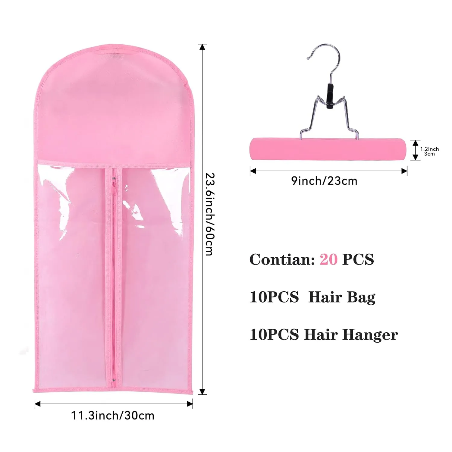 10 PCS Hair Extension Storage Holder - Wig Organizer for Multiple Wigs - Waterproof and Portable (PINK)