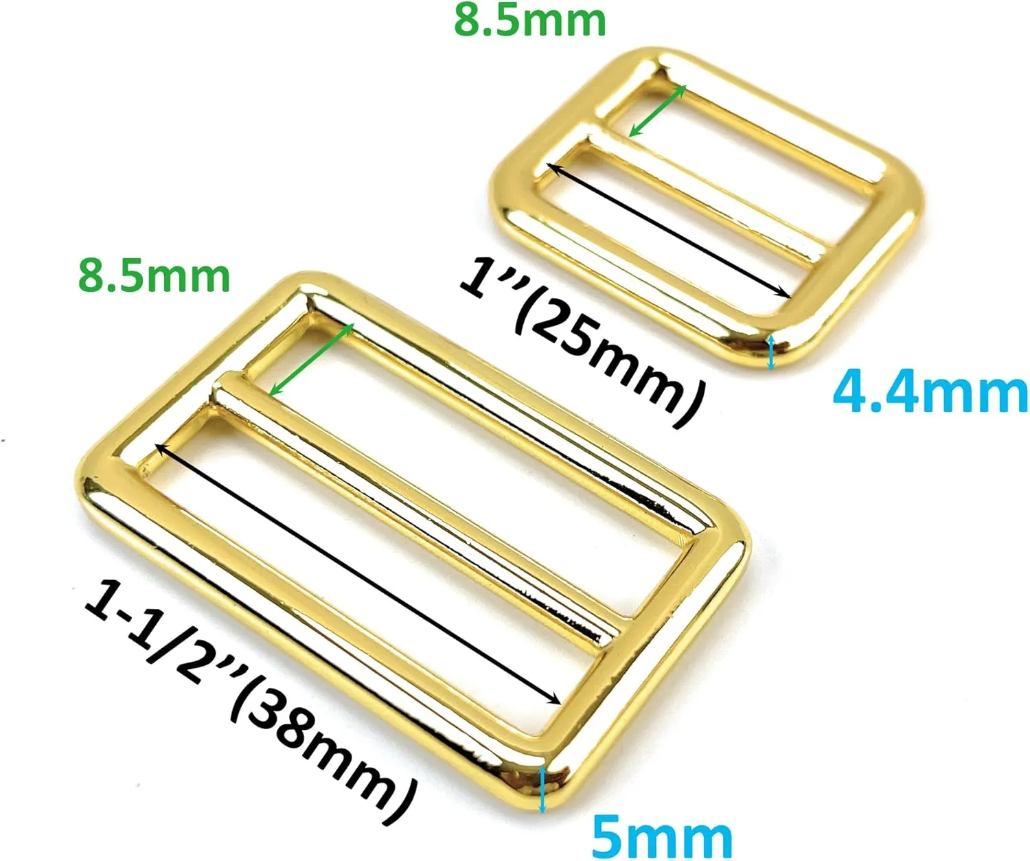 10 Pcs Heavy Duty Metal Tri-glide Slides Black Buckles