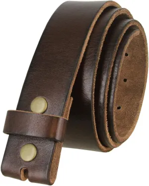 100% One-Piece Full Grain Leather Belt Straps with No Slot Hole/Slot Hole/Heavy-Duty, Multi Options 1-1/2" (38mm) Wide