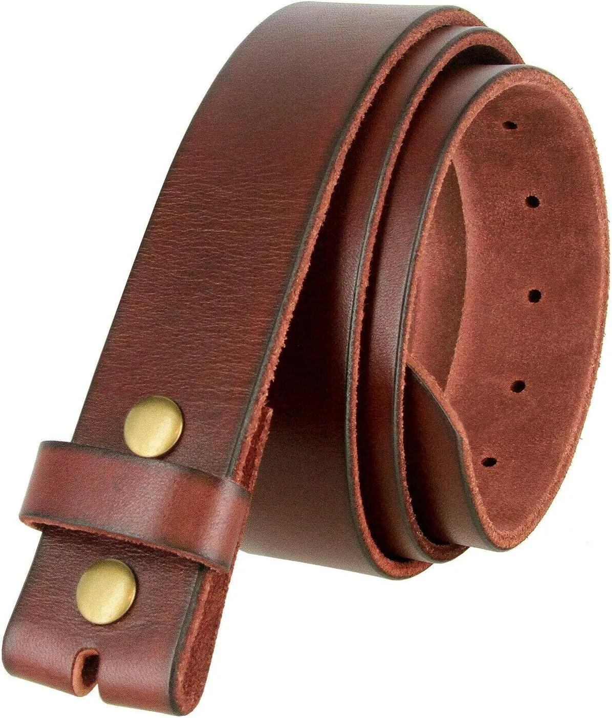 100% One-Piece Full Grain Leather Belt Straps with No Slot Hole/Slot Hole/Heavy-Duty, Multi Options 1-1/2" (38mm) Wide
