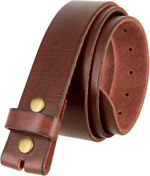 100% One-Piece Full Grain Leather Belt Straps with No Slot Hole/Slot Hole/Heavy-Duty, Multi Options 1-1/2" (38mm) Wide