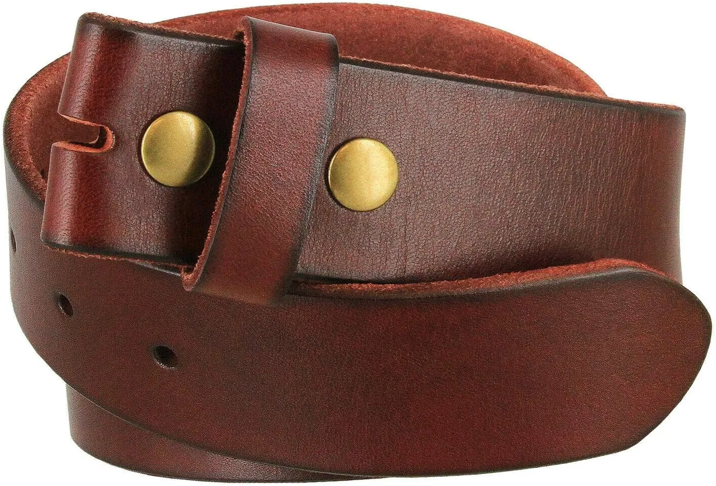 100% One-Piece Full Grain Leather Belt Straps with No Slot Hole/Slot Hole/Heavy-Duty, Multi Options 1-1/2" (38mm) Wide