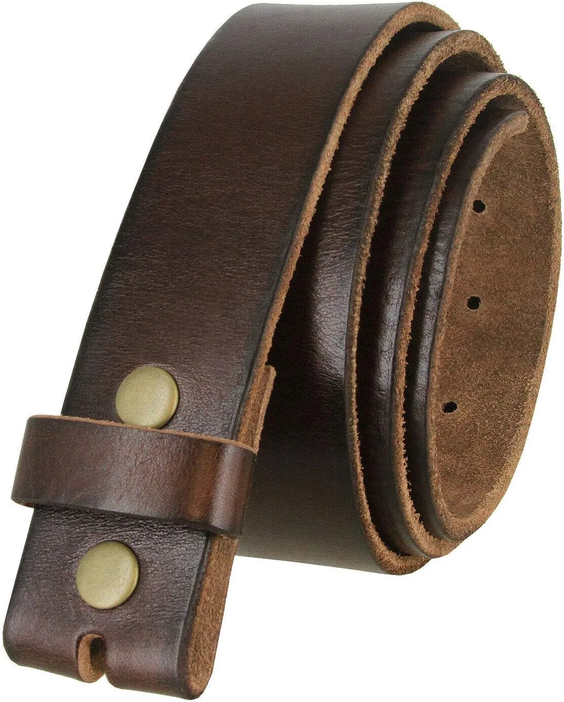100% One-Piece Full Grain Leather Belt Straps with No Slot Hole/Slot Hole/Heavy-Duty, Multi Options 1-1/2" (38mm) Wide