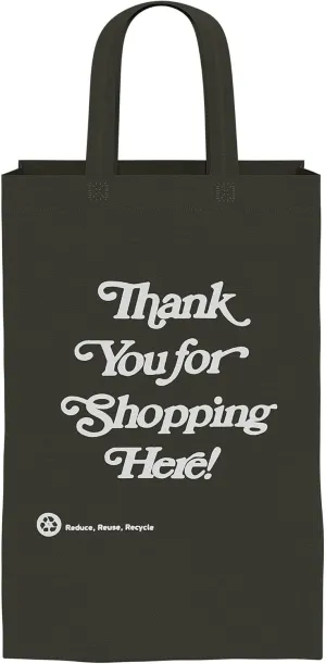 12-Pack Thank You Gift Bags | Length 13"" X Width 8"" X Height 15"" Non-Woven Bags Reusable Gift Bag with Sturdy Handles Shopping Tote Bags, Black, Standard