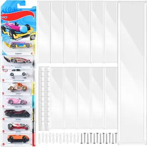 12 Pcs Model Car Display Cases Wall Mount, Holds Up to 120 Cars Compatible with Hot Wheels Packaged Cars and Diecast Blister Packed Toy Car Organizer, Toy Cars Organizer Wall Display Case