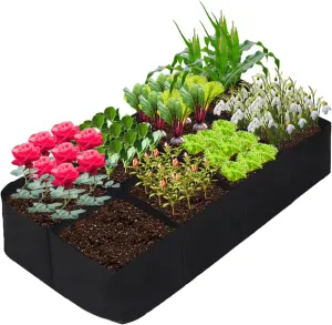 128 Gallon Fabric Raised Garden Bed Outdoor, 8 Grids Plant Grow Bags Durable Thickening for Planting Vegetables, Flowers and Herbs