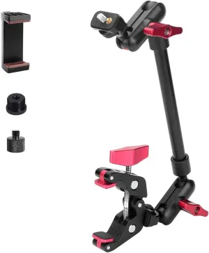13"/34cm Magic Arm w Clamp, Camera Mount & Clamp w 1/4" 3/8" Threads and Articulating Friction Magic Arm, Overhead Phone Mount, Camera Boom Arm Mount for Light Webcam Mic Action Camera Monitor