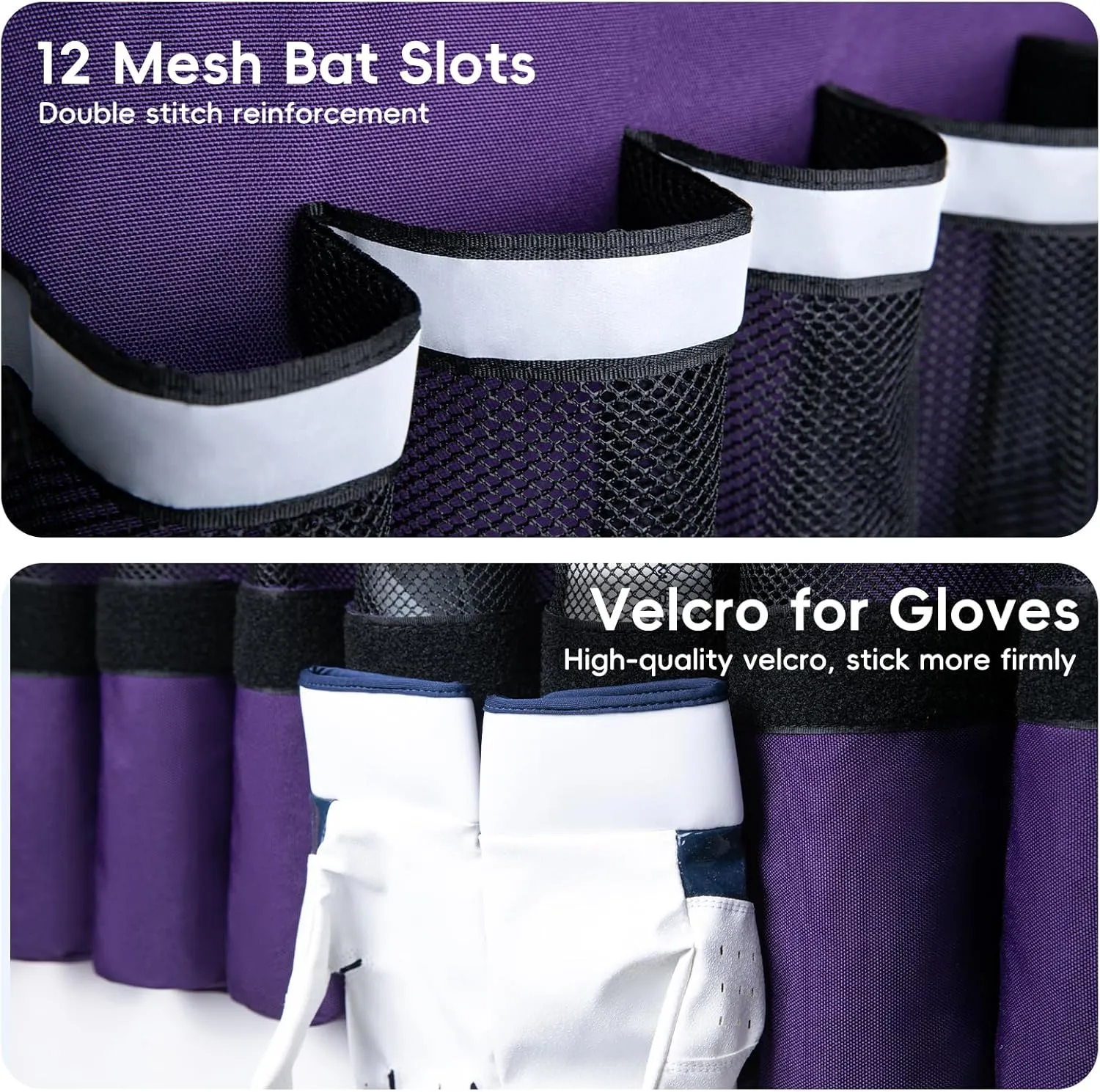 15-Bat Baseball/Softball Dugout Organizer - 900D Military-Grade Fabric & Reinforced Hooks, Holds Bats/Gloves on Fence