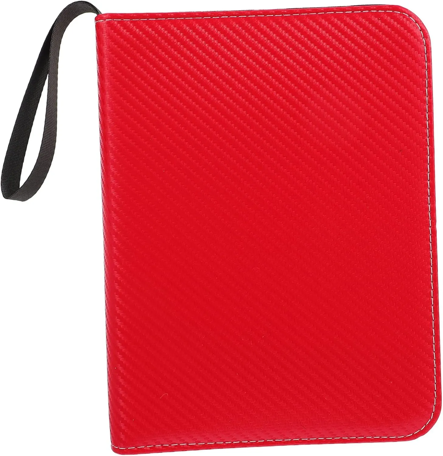 1pc Card Storage Bag Mini Binder Collectors Zipper Folder Baseball Card Holder Sports Accessories Mini Soccer Ball Binder Clips Trading Cards Organizer Pu Red Card Page Photo Album, 24.3x19cm