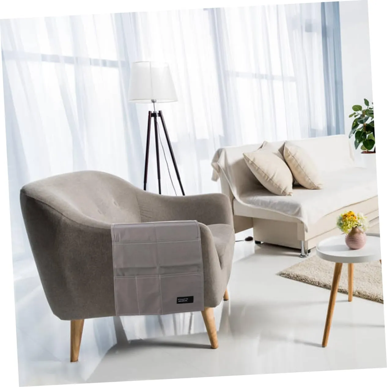 1pc Couch Crevice Sofa Armrest Side Bag Cotton Fabric Sundry Arrangement Bag Comfortable Space-Saving