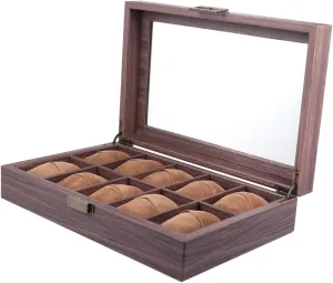 1pc Slots Wood Grain Pu Leather Watch Display Case Transparent Lid Elegant Jewelry Organizer for Men and Women Stylish Storage for Your Watches