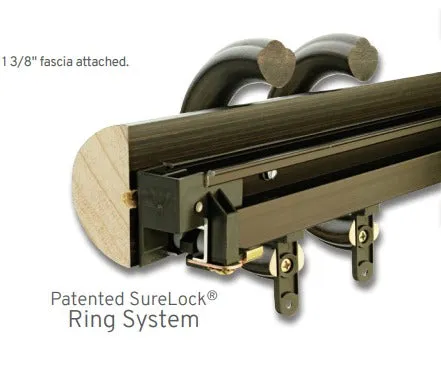 2-1/4" Smooth or Reeded Wood Facia Assembled Hand or Cord Draw Complete Traverse Track Set (WITH Rings) 4Ft Length (48")*