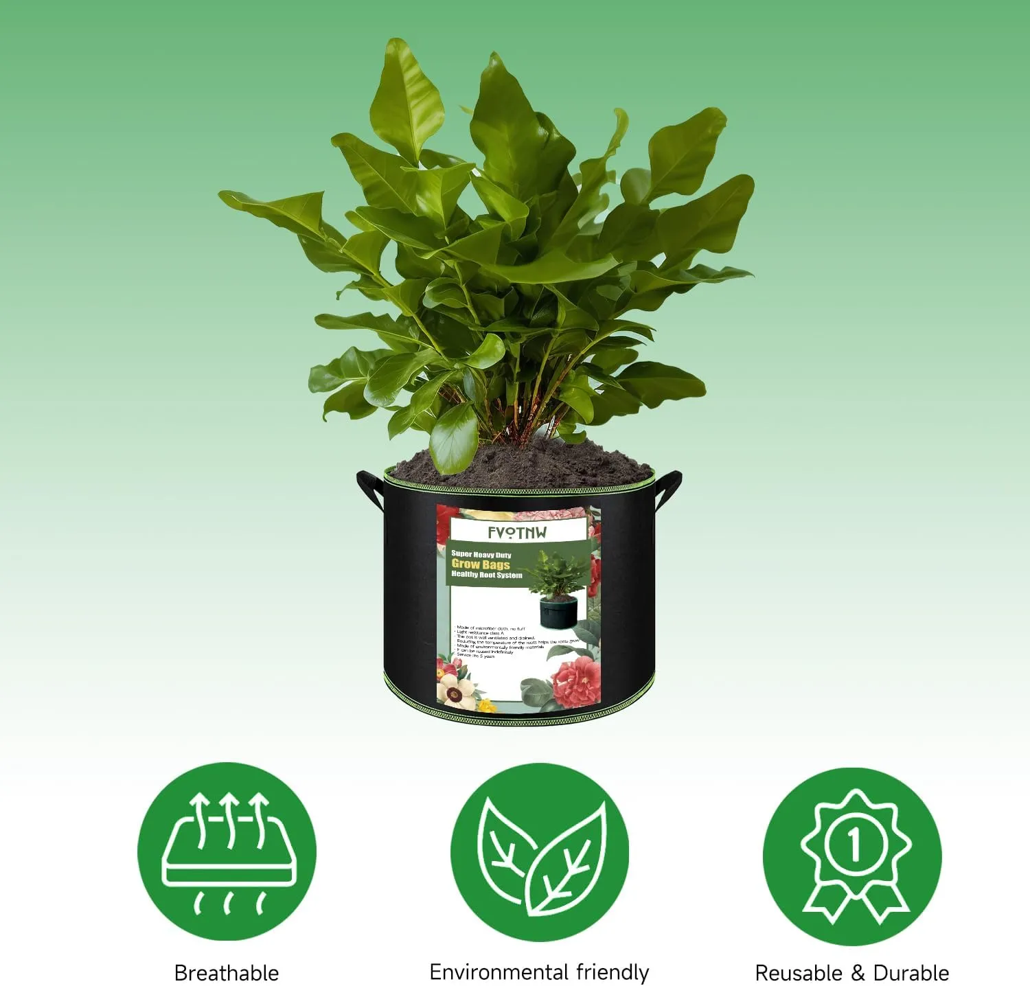 2-Pack 30 Gallon Plant Grow Bags, Thickened Nonwoven Fabric Pots with Handles,Durable Garden Planters Aeration Gardening Container to for Plants, Vegetables, and Flowers