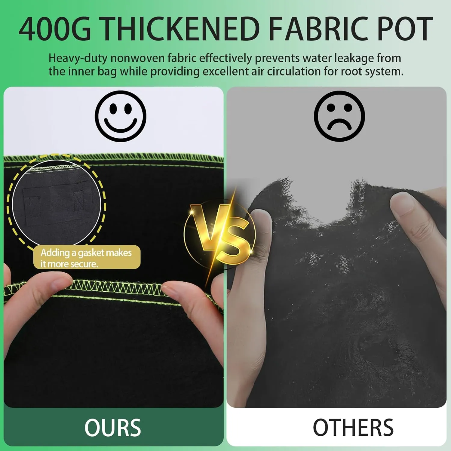 2-Pack 50 Gallon Plant Grow Bags, Thickened Nonwoven Fabric Pots with Handles,Durable Garden Planters Aeration Gardening Container to for Plants, Vegetables, and Flowers