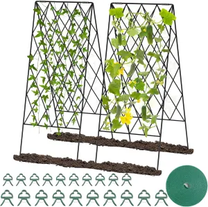 2 Pack A Frame Cucumber Trellis Foldable Garden Trellis for Climbing Plants Outdoor Metal Cucumber Trellis for Flowers Vegetables
