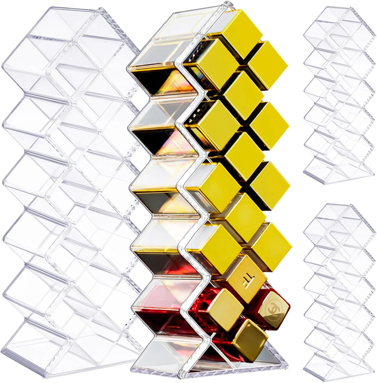 2 Pack Acrylic Lipstick Holder Organizer 32 Slots Clear Lip Gloss Holder Organizers Stackable Fish Shape Lipsticks Tower Lipstick Case Display Stand Storage Box for Makeup Cosmetic Vanity drawer