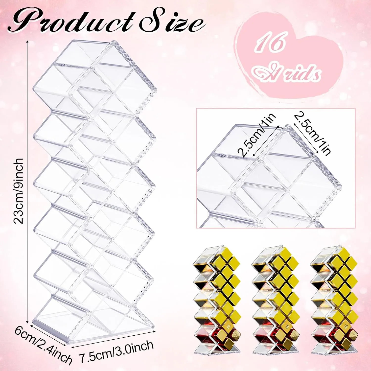 2 Pack Acrylic Lipstick Holder Organizer 32 Slots Clear Lip Gloss Holder Organizers Stackable Fish Shape Lipsticks Tower Lipstick Case Display Stand Storage Box for Makeup Cosmetic Vanity drawer