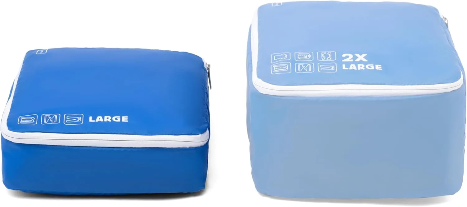 2 Pack Large Washable Travel Organizer Packing Cubes, Ocean Blue