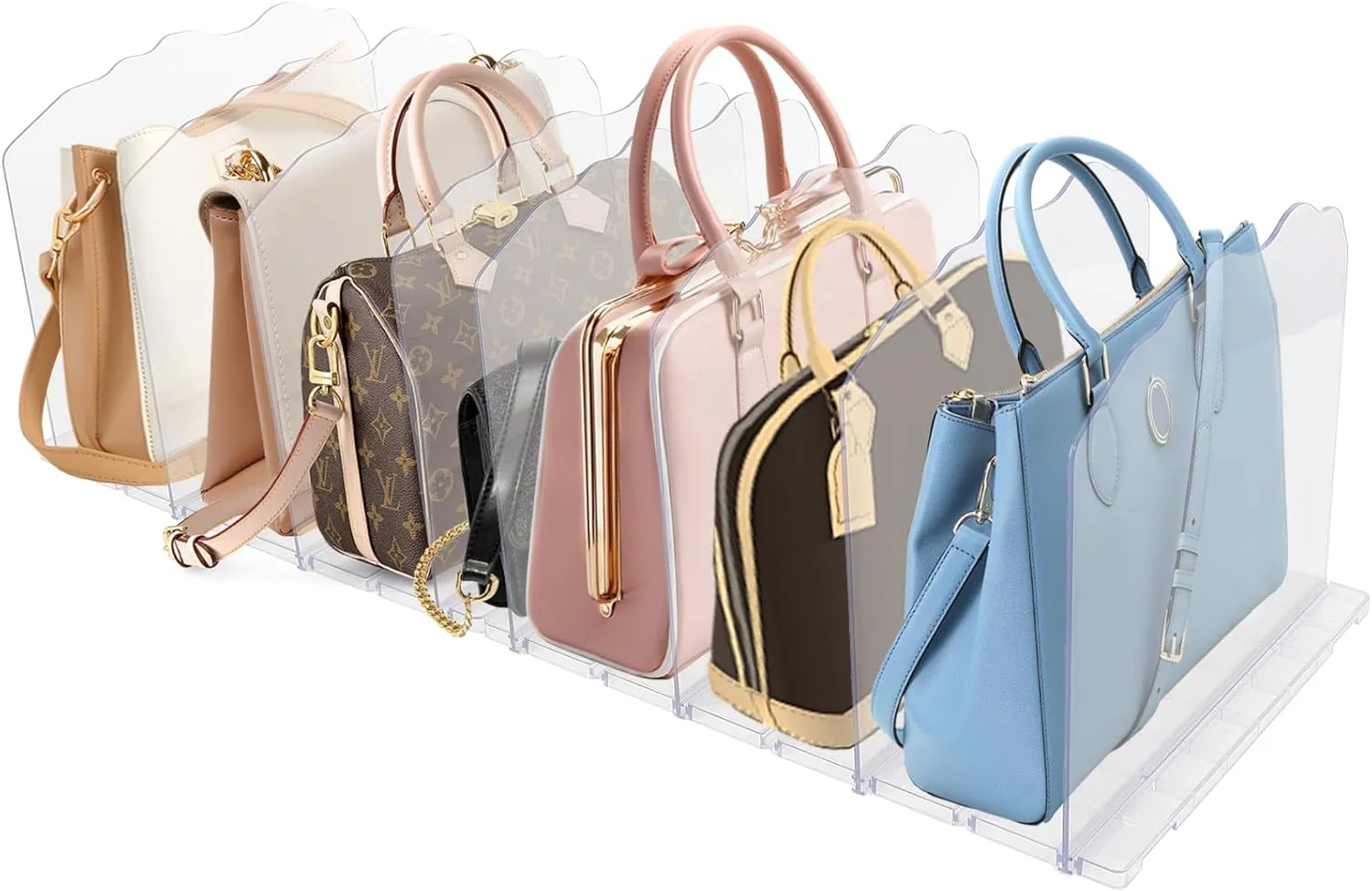 2 Pack Purse Organizer For Closet,Handbag organizer, Acrylic Transparent Purse Storage,Adjustable Purse Storage Organizer Suitable For Bookshelf Dividers,Bedroom Wardrobes,Offices,Storage racks