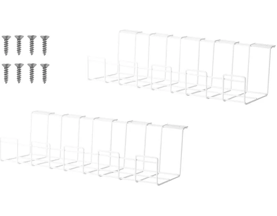 2 Pack Under Desk Cable Management Tray, White