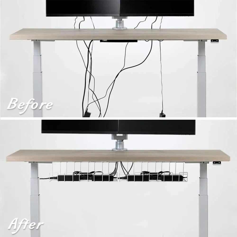 2 Pack Under Desk Cable Management Tray, White