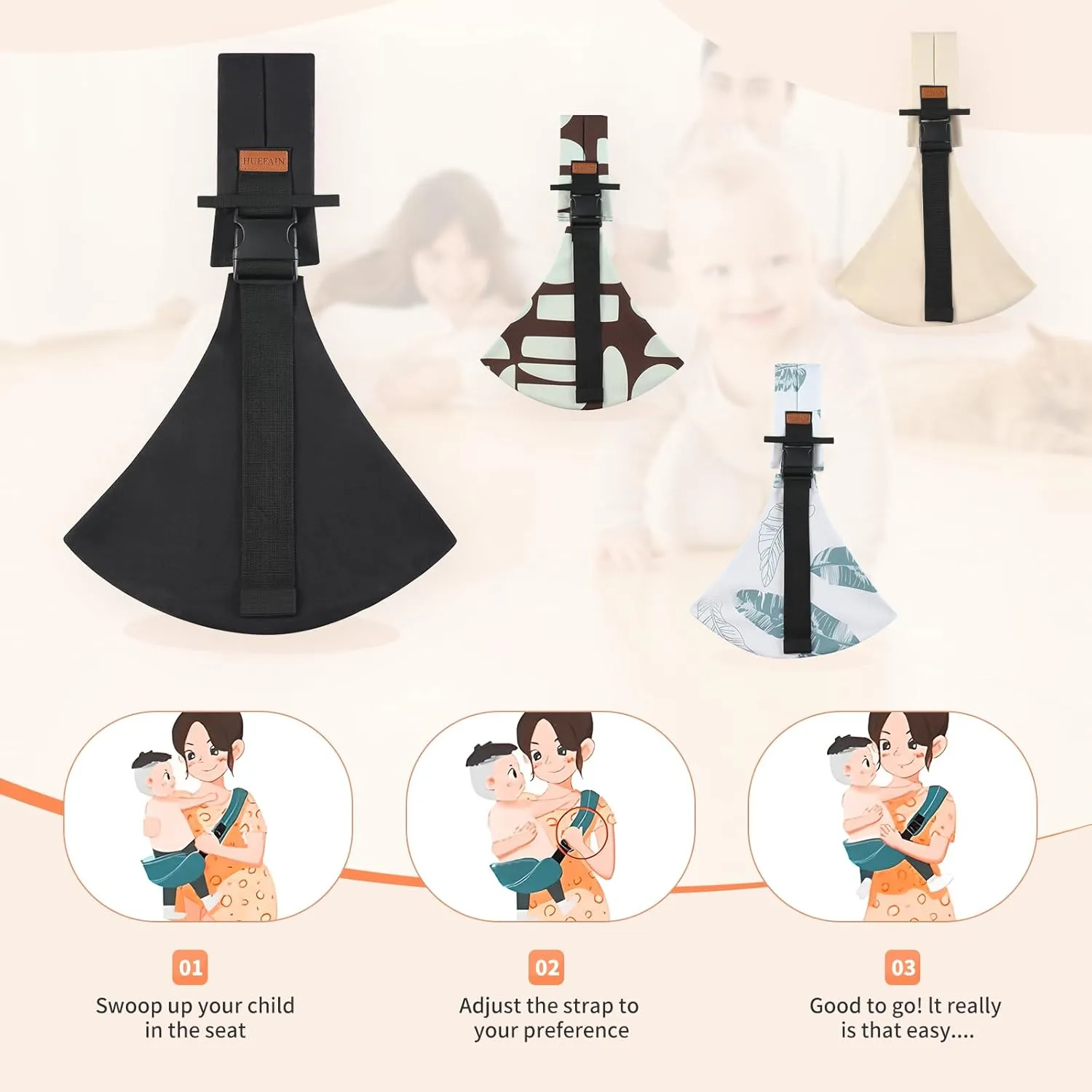 2 Packs Toddler Carrier,Baby Sling Carrier,Baby Sling,Lightweight, Portable, Ergonomic-Designed, Travel-Friendly, Secure & Safe Baby Carriers(Black Nature)