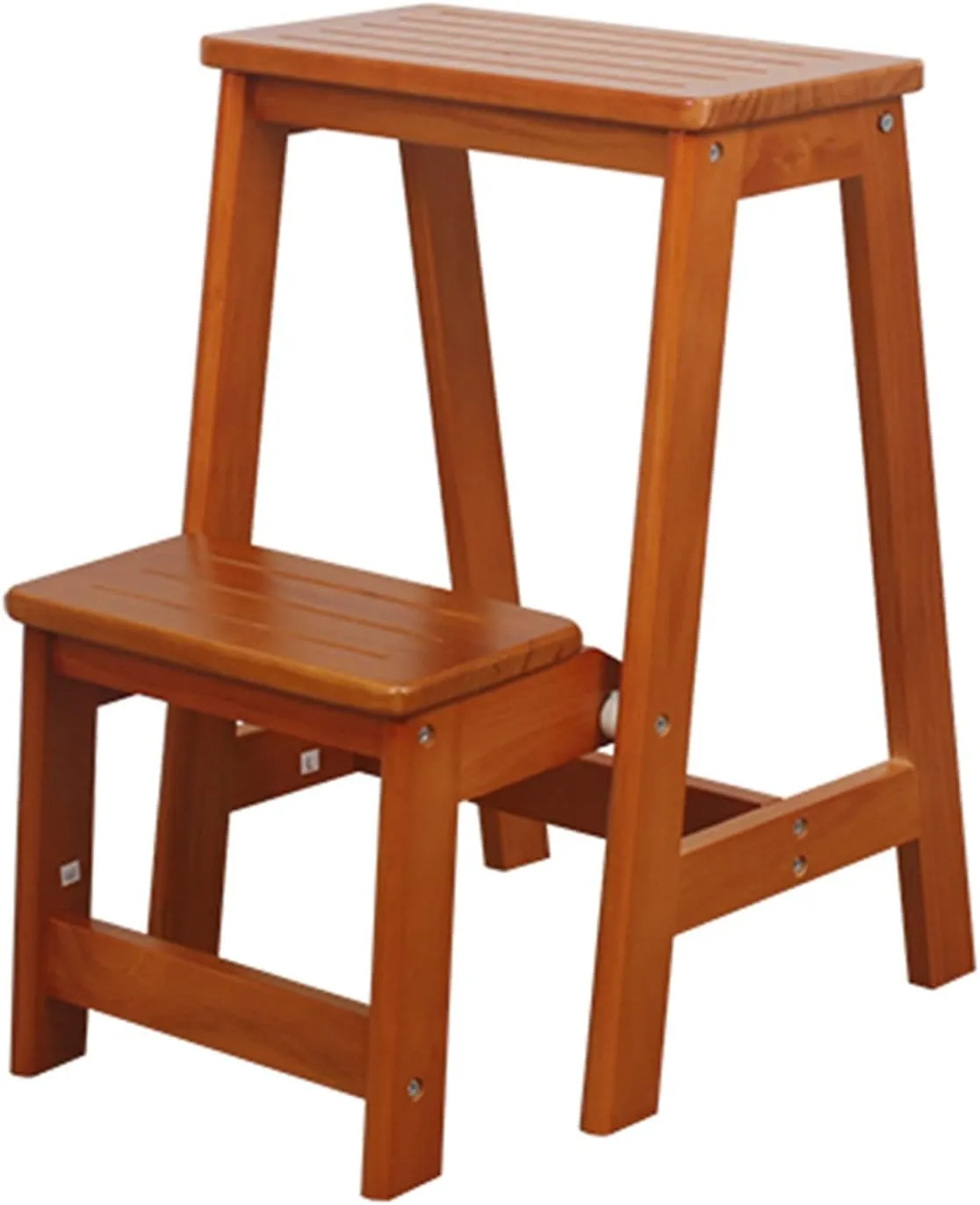 2-Step Stool Ladders Wood Ladder Chair,Foldable Kitchen Step Portable Home Library Climb Ladder Safety Non-Slip Tread Shoe Bench/Flower Rack, Yellow
