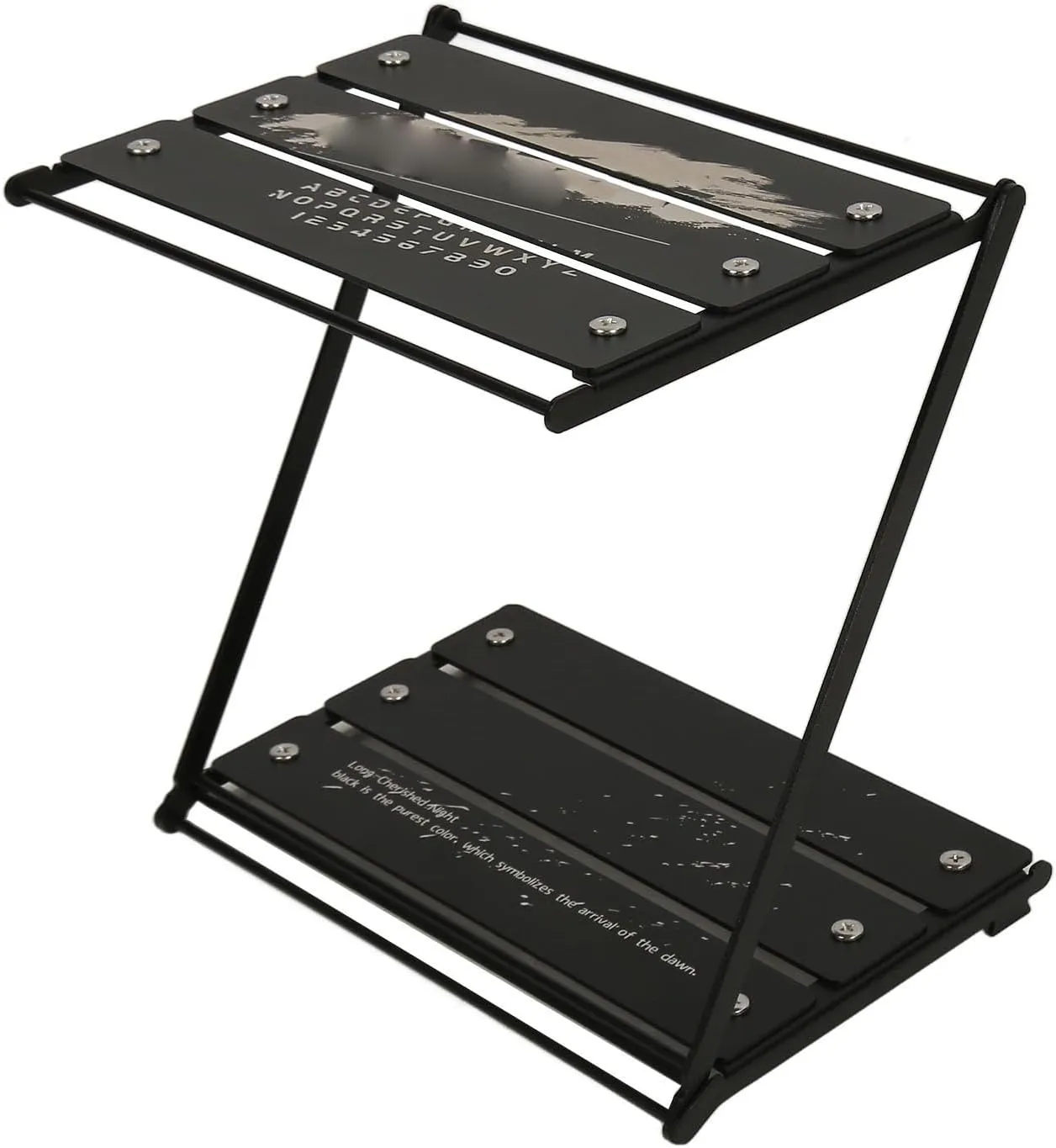 2 Tier Folding Table Rack, Portable Camping Table Folding Storage Rack with Compact Size, Lightweight Design, and Convenient Storage Bag for Outdoor Activities
