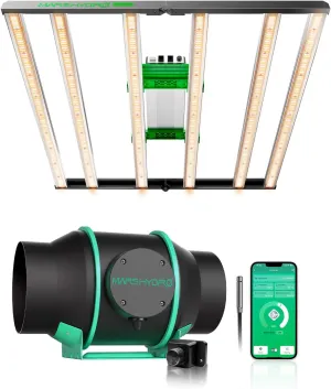 2024 New Version MARS HYDRO FC-E4800 Foldable LED Grow Light 4x4ft with iFresh 6 Inch Smart Inline Duct Fan with Variable Speed Controller