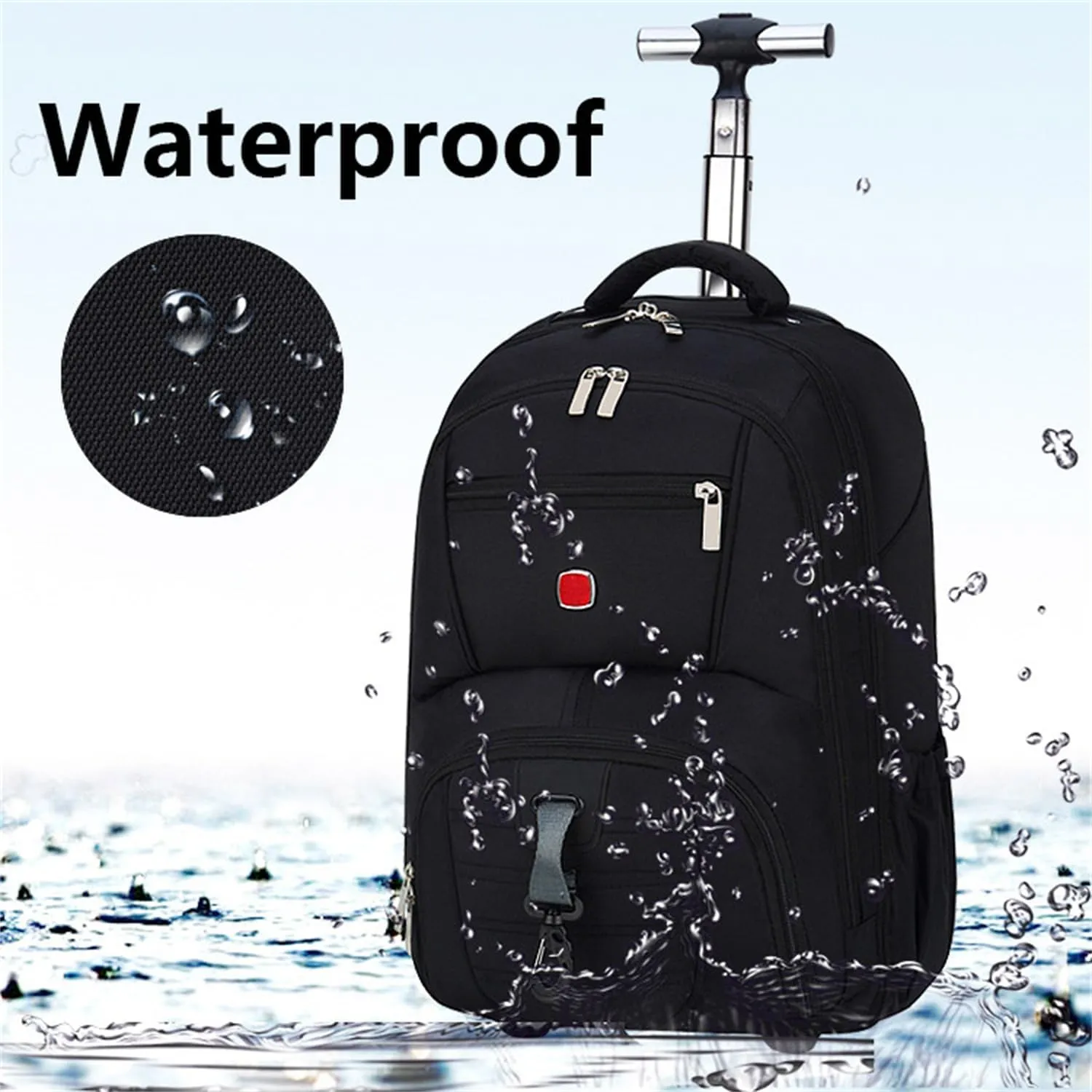 20in Rolling Business Backpack for Men Women, Airline Approved Travel Laptop Carry on Luggage Bag with Wheels Large Capacity (Black C,20in)