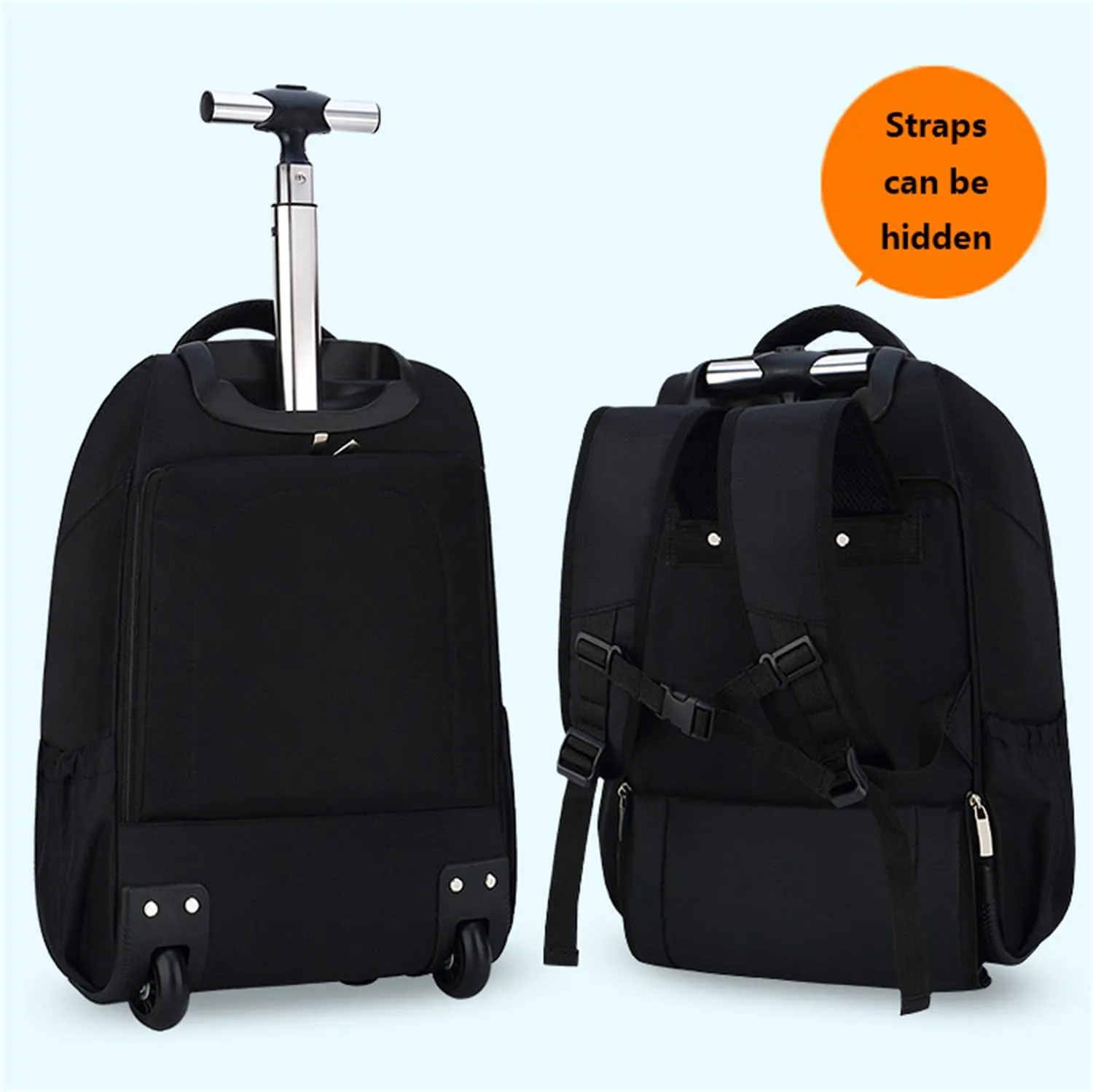 20in Rolling Business Backpack for Men Women, Airline Approved Travel Laptop Carry on Luggage Bag with Wheels Large Capacity (Black C,20in)