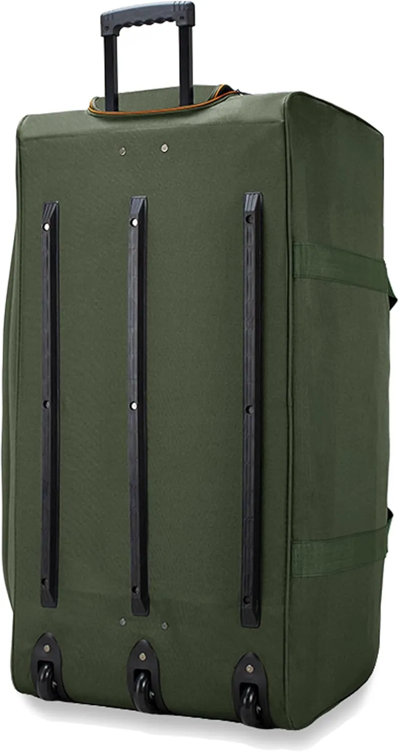 22"/30"/36" Rolling Duffel Bag Travel Wheeled Luggage Suitcase (Olive, 36-inch)