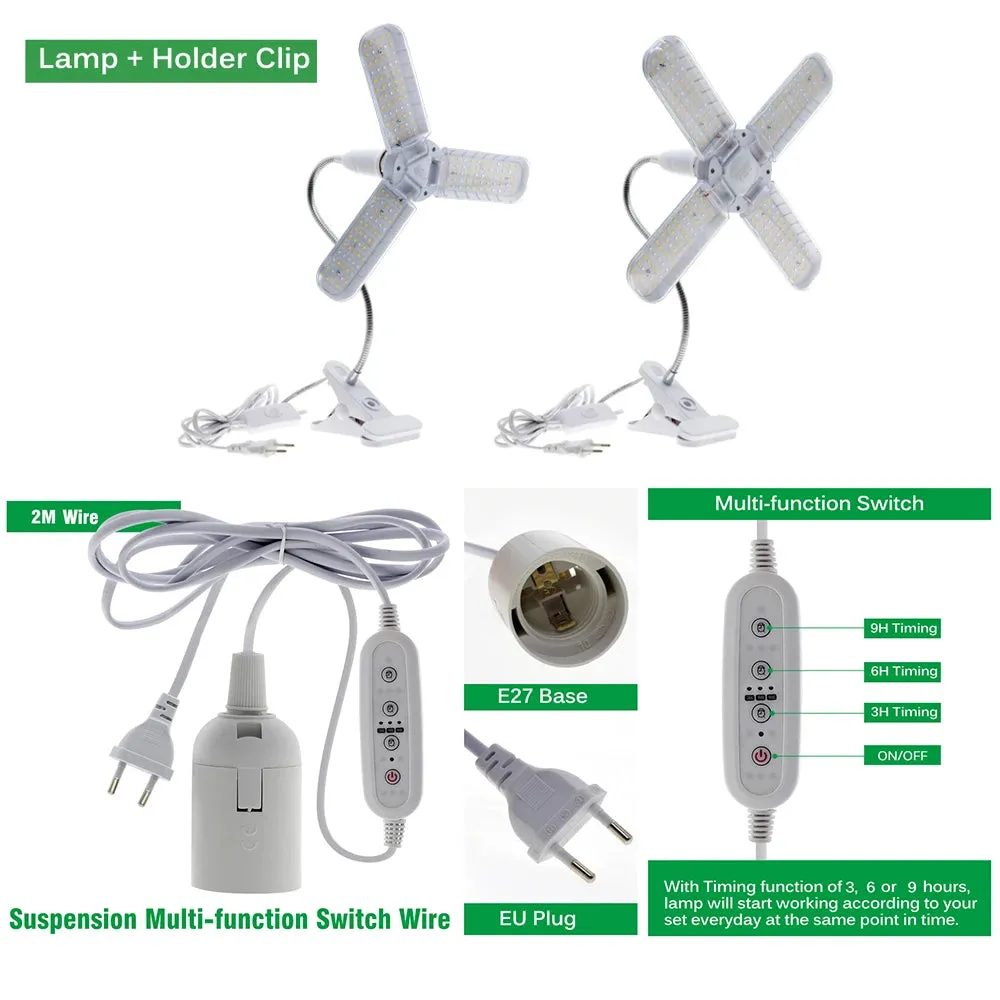 24W/36W/48W Foldable LED Grow Light Full Spectrum E27 – Plant Growing Light for Indoor Plants and Seedlings