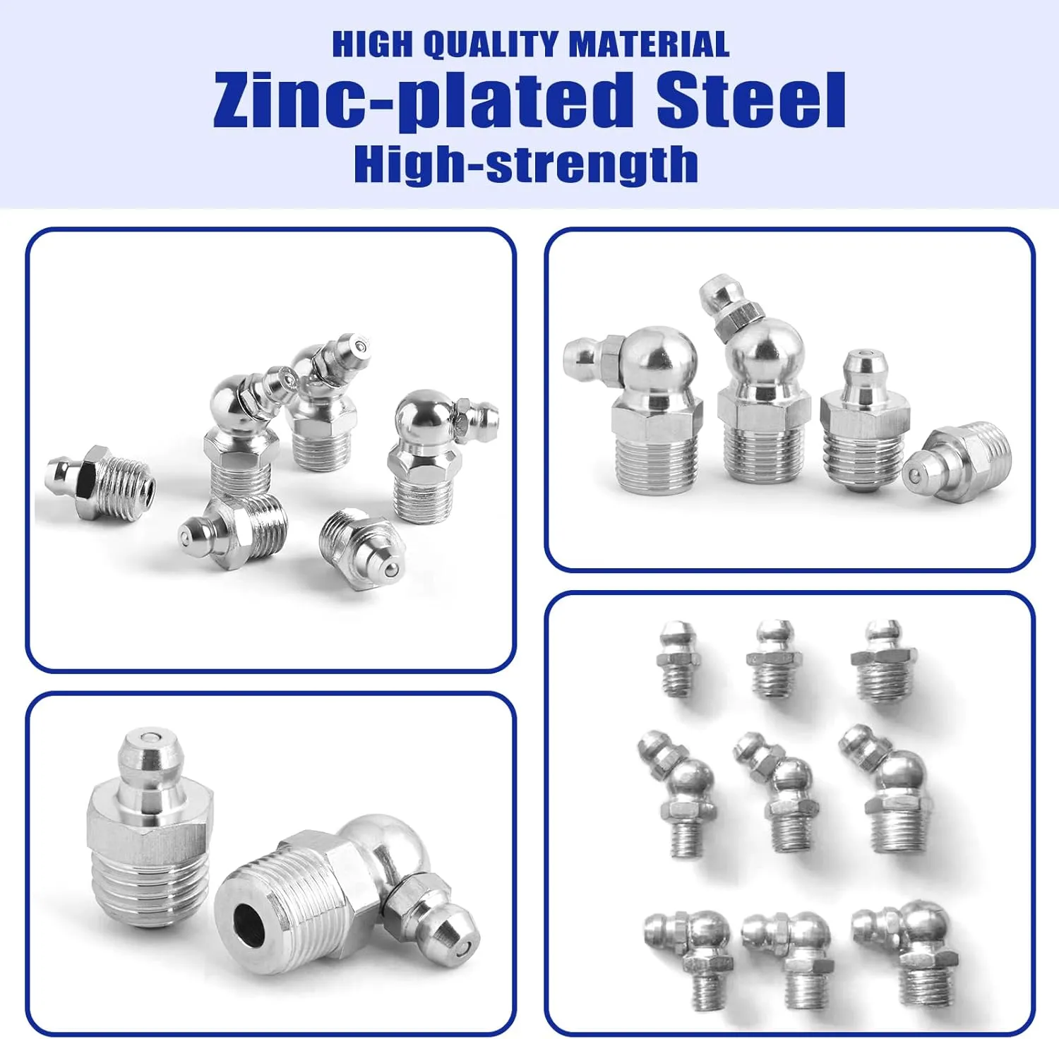 276 PCS SAE & Metric Grease Fittings Kit, Hydraulic Grease Zerks Fittings Standard with 1/4", 1/8" M6 M8 M10 Straight, 90 Degree, 45 Degree Angled