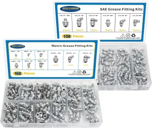 276 PCS SAE & Metric Grease Fittings Kit, Hydraulic Grease Zerks Fittings Standard with 1/4", 1/8" M6 M8 M10 Straight, 90 Degree, 45 Degree Angled