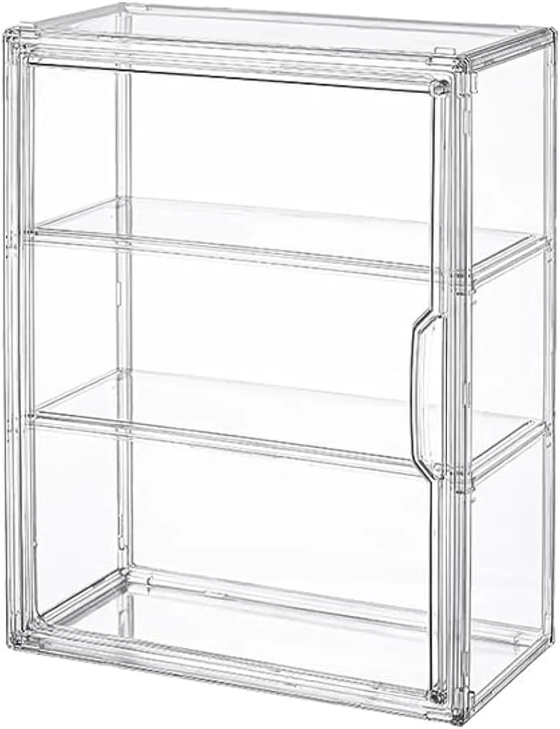 2Pack 3 Tiers Clear Display Case for Figures, Acrylic Storage Organizers Box with Magnetic Door, Wall-Mounted Dustproof Showcase for Collectibles Action Figure