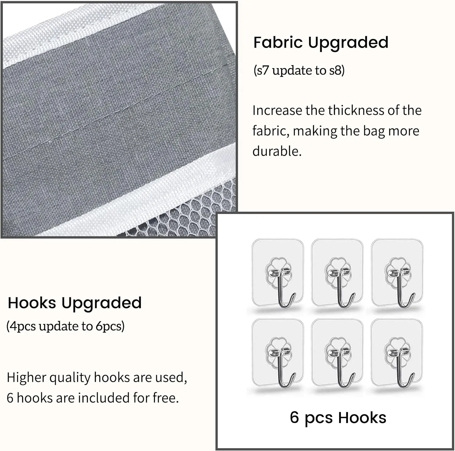 2pcs 3-pockets Large Wall Hanging Organizer Bag, Linen Fabric Door Hanging Storage Baskets with Pockets, Waterproof Bin for Kitchen, Bedroom, Office, RV Camper (Gray_2pcs)