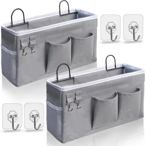 2pcs Hanging Baskets for Organizing,Fabric Wall storage Basket,Wall Organizer for Closet,Kitchen, Bedroom, Office, RV Camper,Locker (Gray)