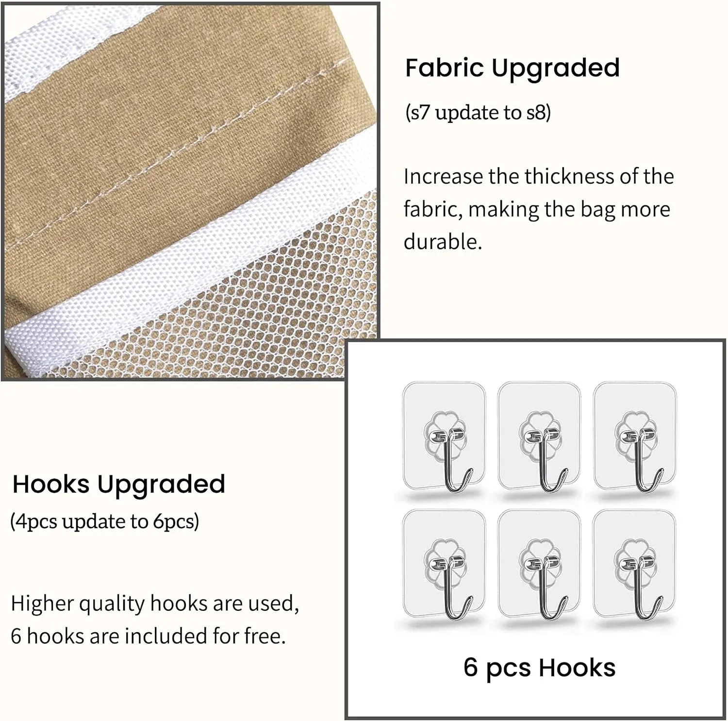 2pcs Large Wall Hanging Organizer Bag, Linen Fabric Door Hanging Storage Baskets with Pockets, Waterproof Bin for Kitchen, Bedroom, Office, RV Camper (Khaki)