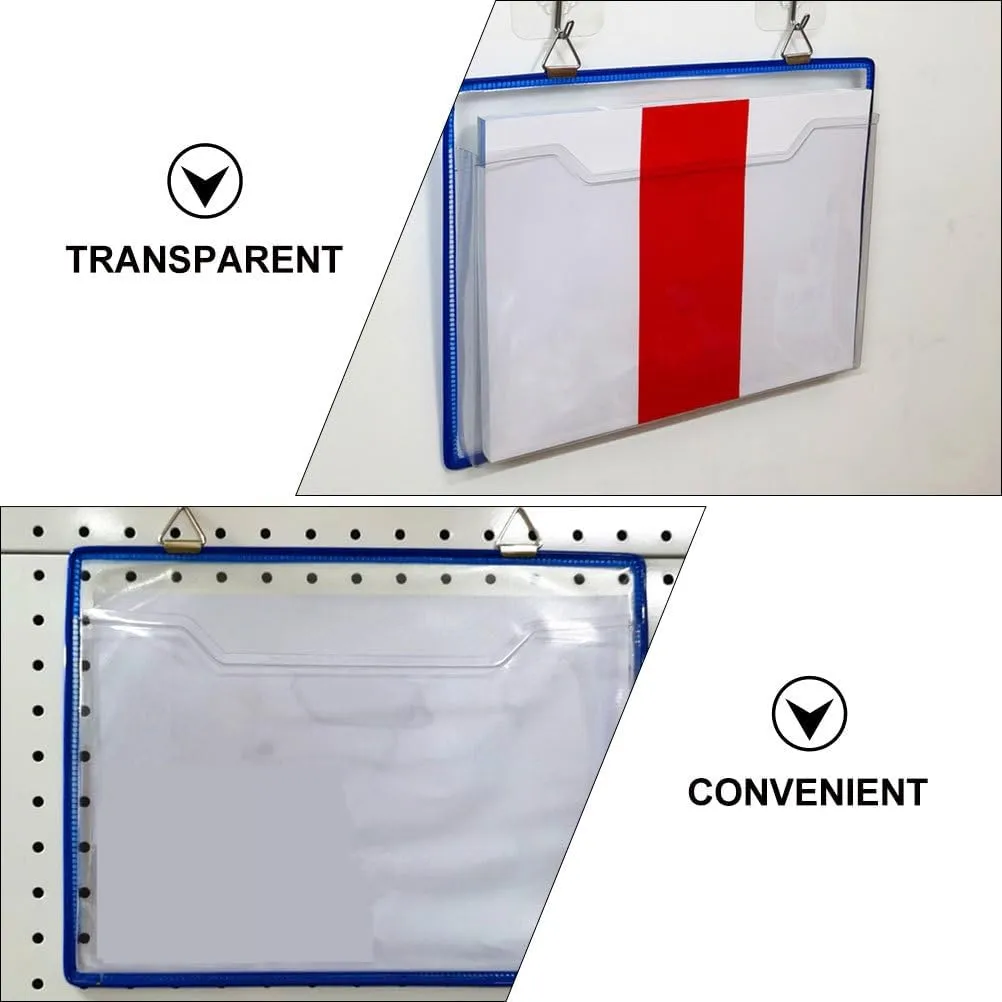 2pcs Transparent Hanging File Organizer, 12 X 9 Inch Plastic File Storage Bag with Strap, Horizontal Clear Document Folder for Home Office, Reusable File Holder for Work Orders and Schedules