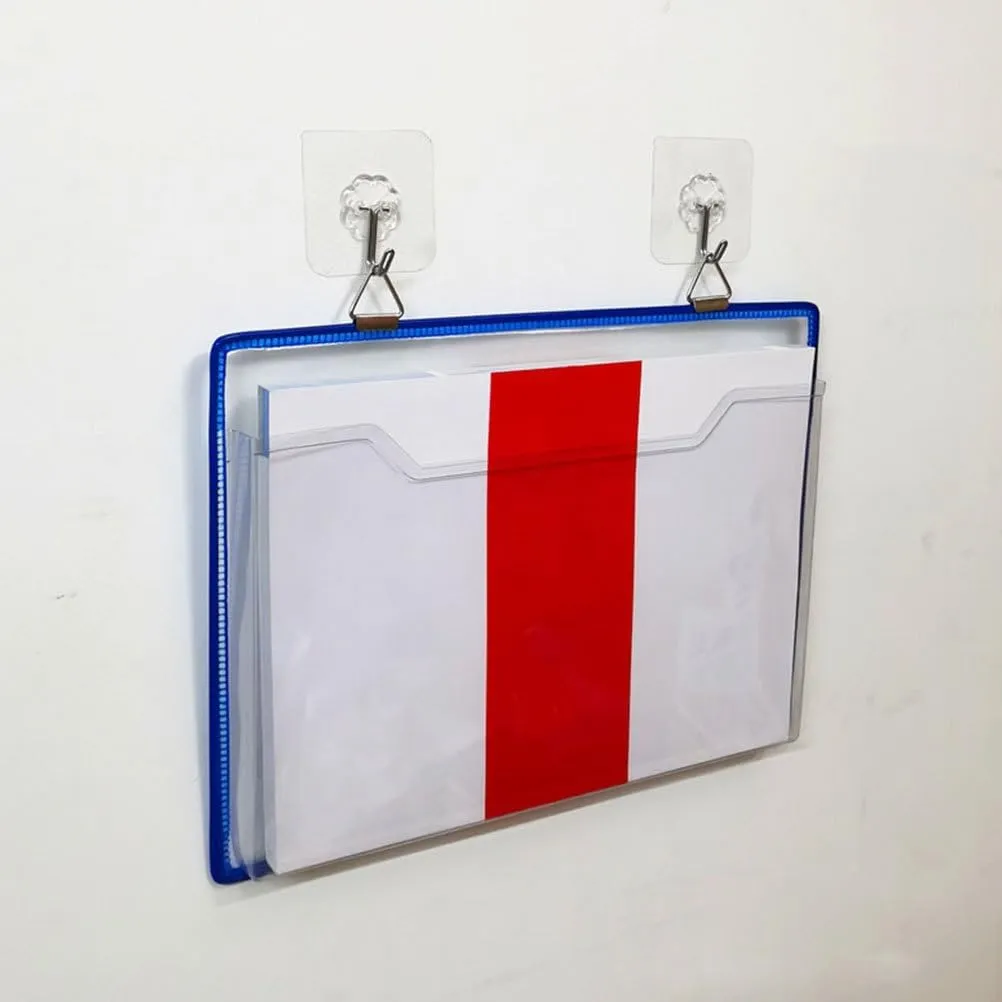 2pcs Transparent Hanging File Organizer, 12 X 9 Inch Plastic File Storage Bag with Strap, Horizontal Clear Document Folder for Home Office, Reusable File Holder for Work Orders and Schedules