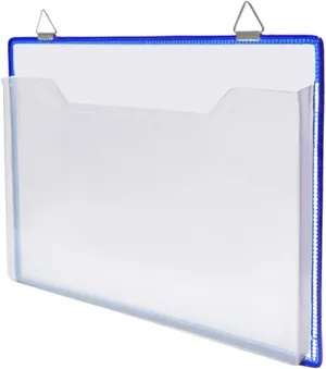 2pcs Transparent Hanging File Organizer, 12 X 9 Inch Plastic File Storage Bag with Strap, Horizontal Clear Document Folder for Home Office, Reusable File Holder for Work Orders and Schedules