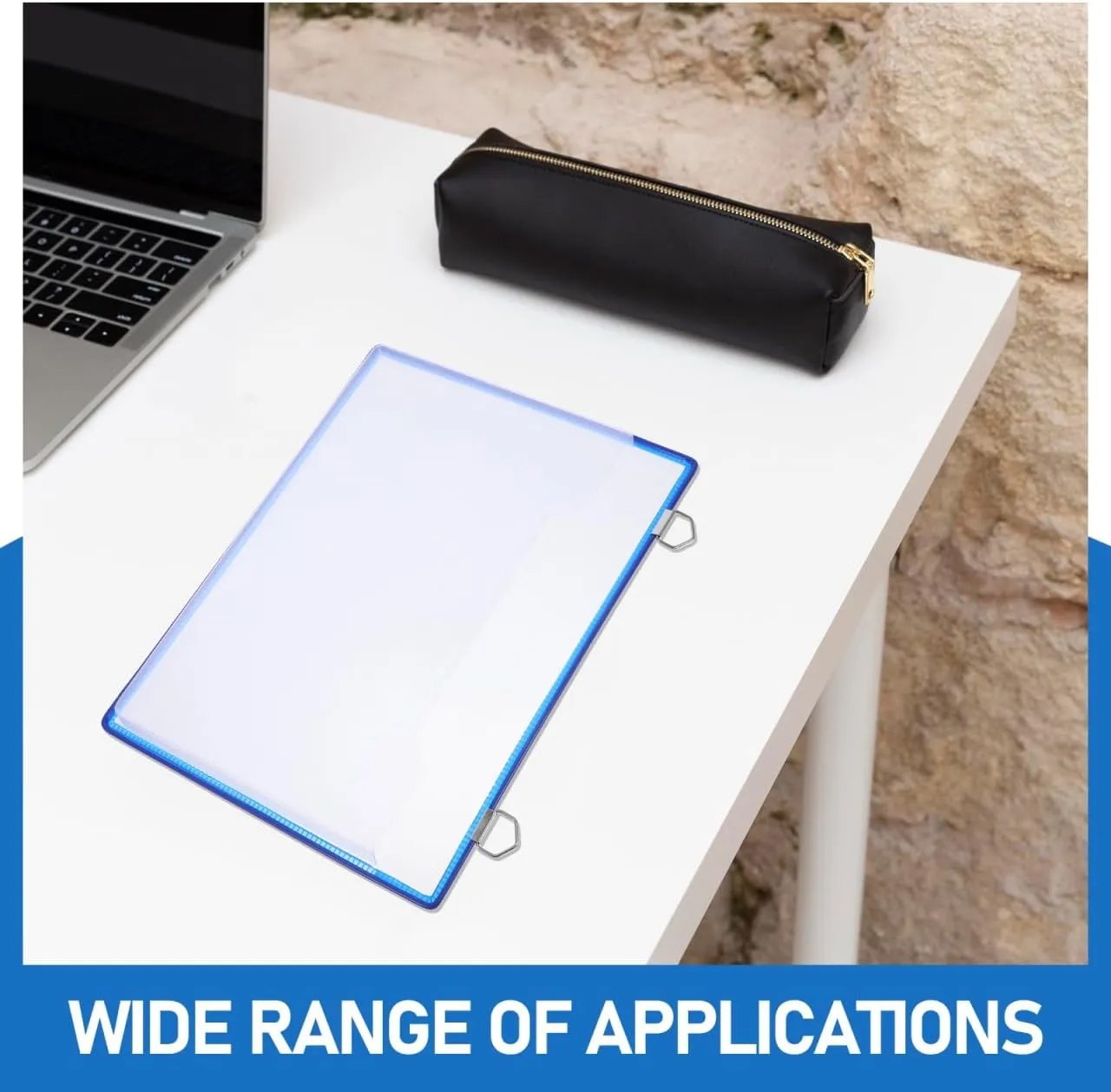 2pcs Transparent Hanging File Organizer, 12 X 9 Inch Plastic File Storage Bag with Strap, Horizontal Clear Document Folder for Home Office, Reusable File Holder for Work Orders and Schedules