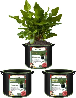 3-Pack 20 Gallon Grow Bags, Thickened Nonwoven Fabric Pots with Handles,Durable Garden Planters Aeration Gardening Container to for Plants, Vegetables, and Flowers