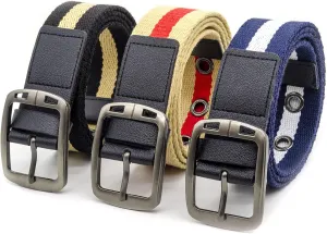 3 pack Men's Casual Breathable Canvas Belt Men and Women Jeans Belts Adjustable Webbing Waist Belt