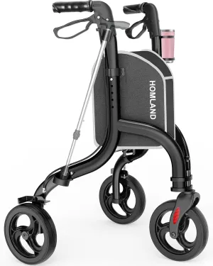 3 Wheel Walkers for Seniors, FSA/HSA Eligible Foldable Wheeled Rollator with Cane Hold and Cup Hold, Lightweight Three Wheel Rolling Walker Height Adjustable for Seniors