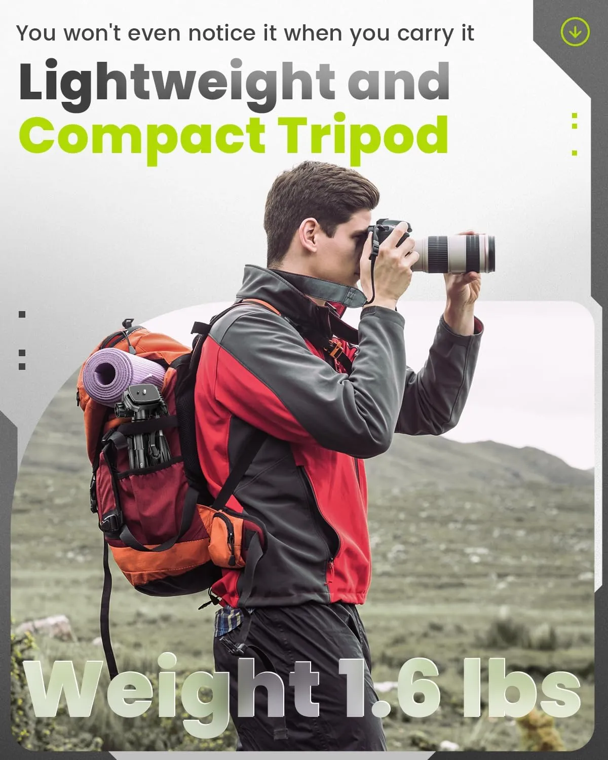 30"-Camera-Tripod, Porfessional Aluminum Heavy Duty Tripod Stand for Mirrorless Camera/DSLR/Cell Phone/Camcorder, with Holder and Travel Bag (Weight 1.5Lb, Max Load 15 Lb)