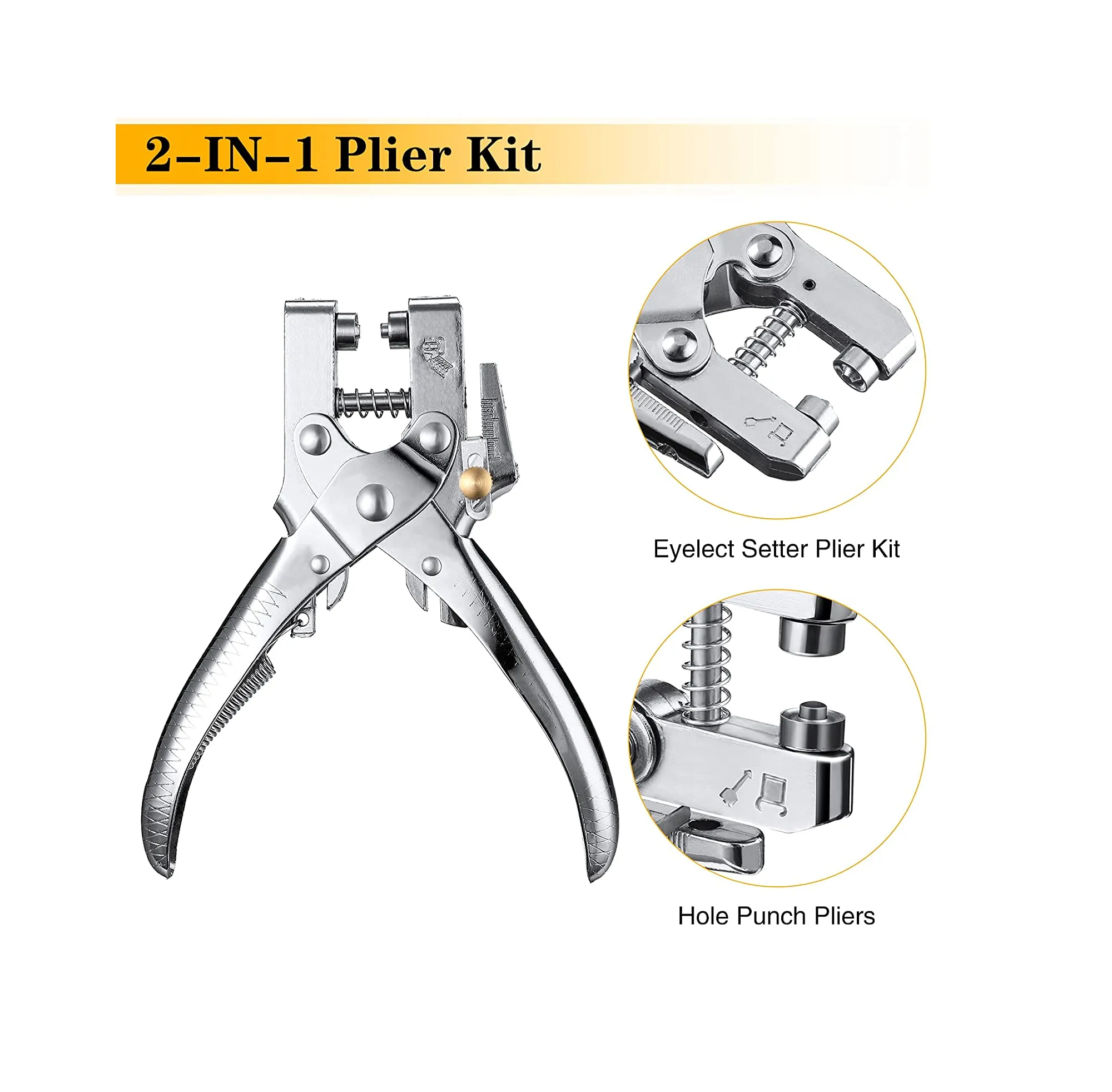 3/16 Inch Grommet Tool Kit Grommet Eyelet Plier Set Eyelet Hole Punch Pliers Grommet Hand Press Pliers with 200 Pieces of Grommets Eyelets for Shoes